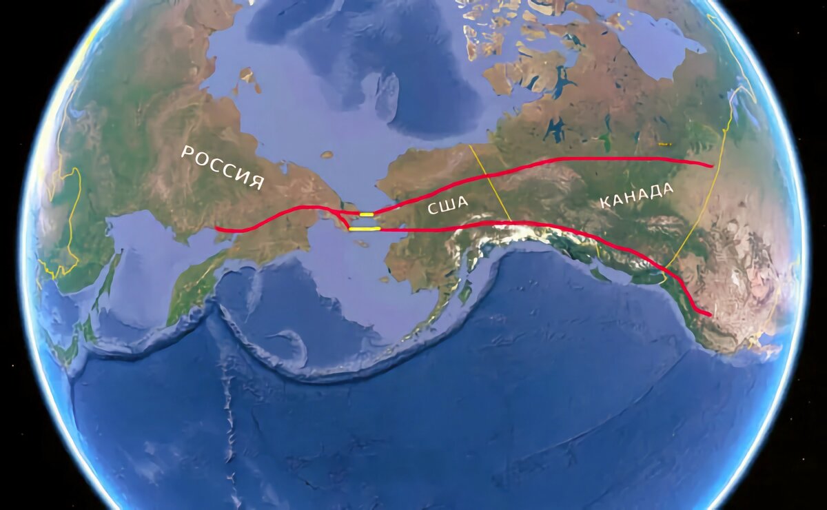 Наименьшее расстояние по прямой линии между Аляской и Чукоткой составляет всего 82,5 км.