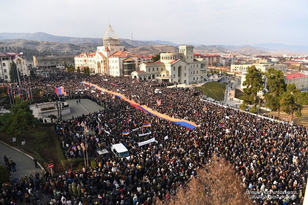 Степанакерт - 2022 год... Митинг против незаконной блокады Нагорного Карабаха...