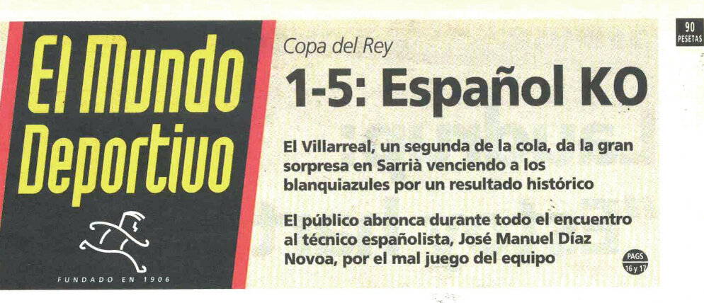  Ровно 30 лет назад, 30 декабря 1992 года, Вильярреал провёл один из самых легендарных матчей в своей истории, в ответном поединке 4-го раунда Кубка Испании (1/32 финала) на выезде разбив Эспаньол...